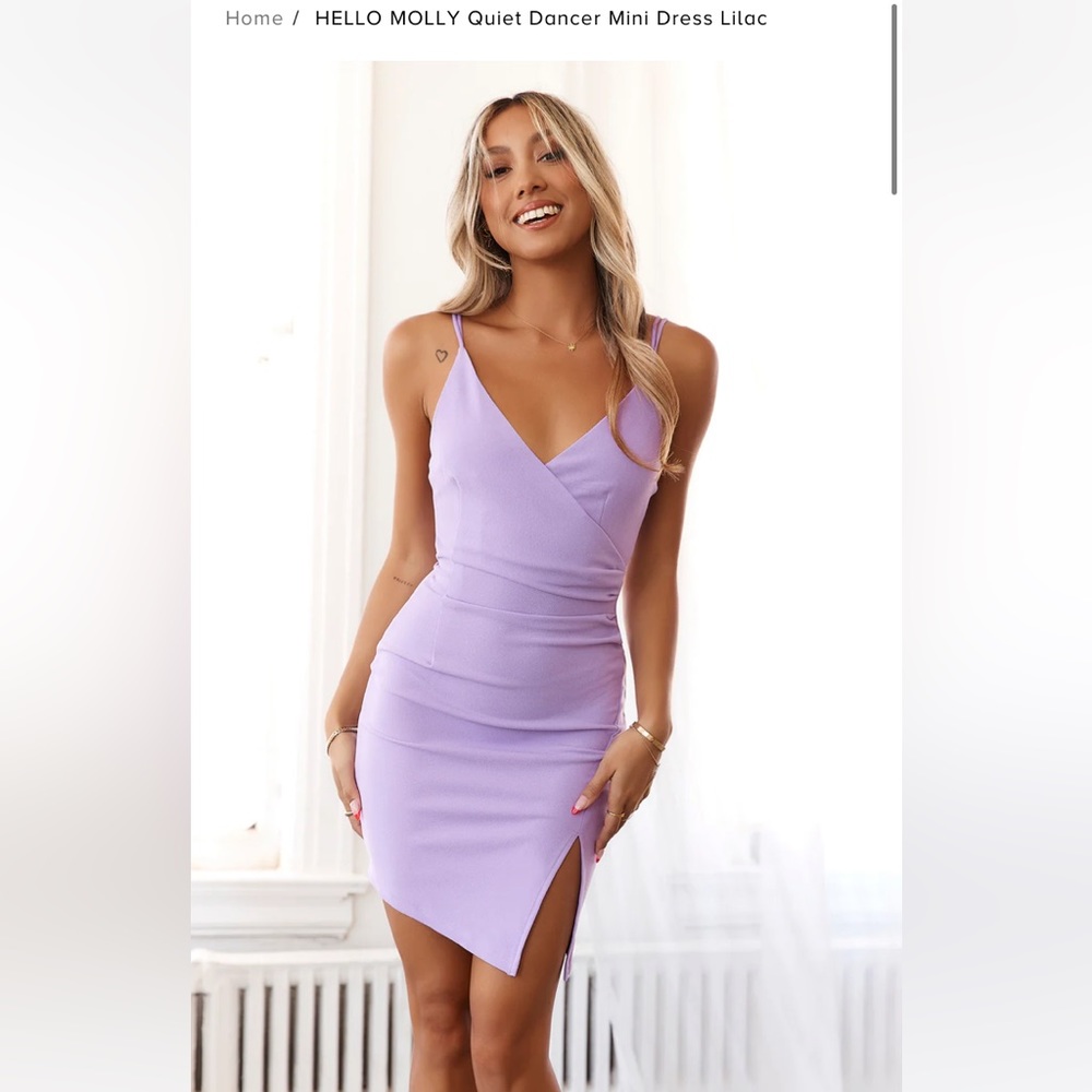Hello Molly Lilac V-Neck Mini Dress